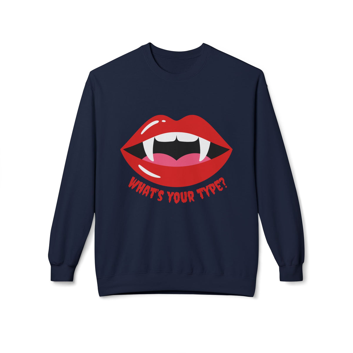 Vampire Lips Crewneck: Unisex Heavy Cotton Sweatshirt for Halloween, Party, Gift, Funny T-Shirt, Casual Wear, Trendy Fashion