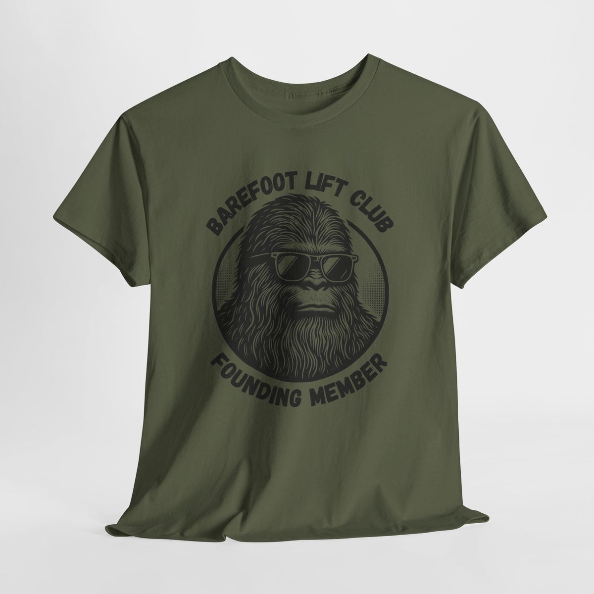 Bigfoot Founding Member of the Barefoot Lift Club // Unisex Heavy Cotton Tee - Founding Member Sasquatch Design