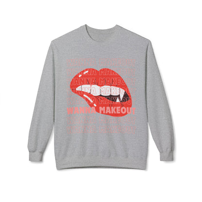 'Wanna Makeout' Graphic Crewneck  Sweatshirt - Trendy Casual Wear, Perfect for Parties, Fun Couples
