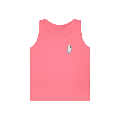 Power Bottom Autumn - White Ghost // Unisex Heavy Cotton Ghost Theme Tank Top - Fall Vibes