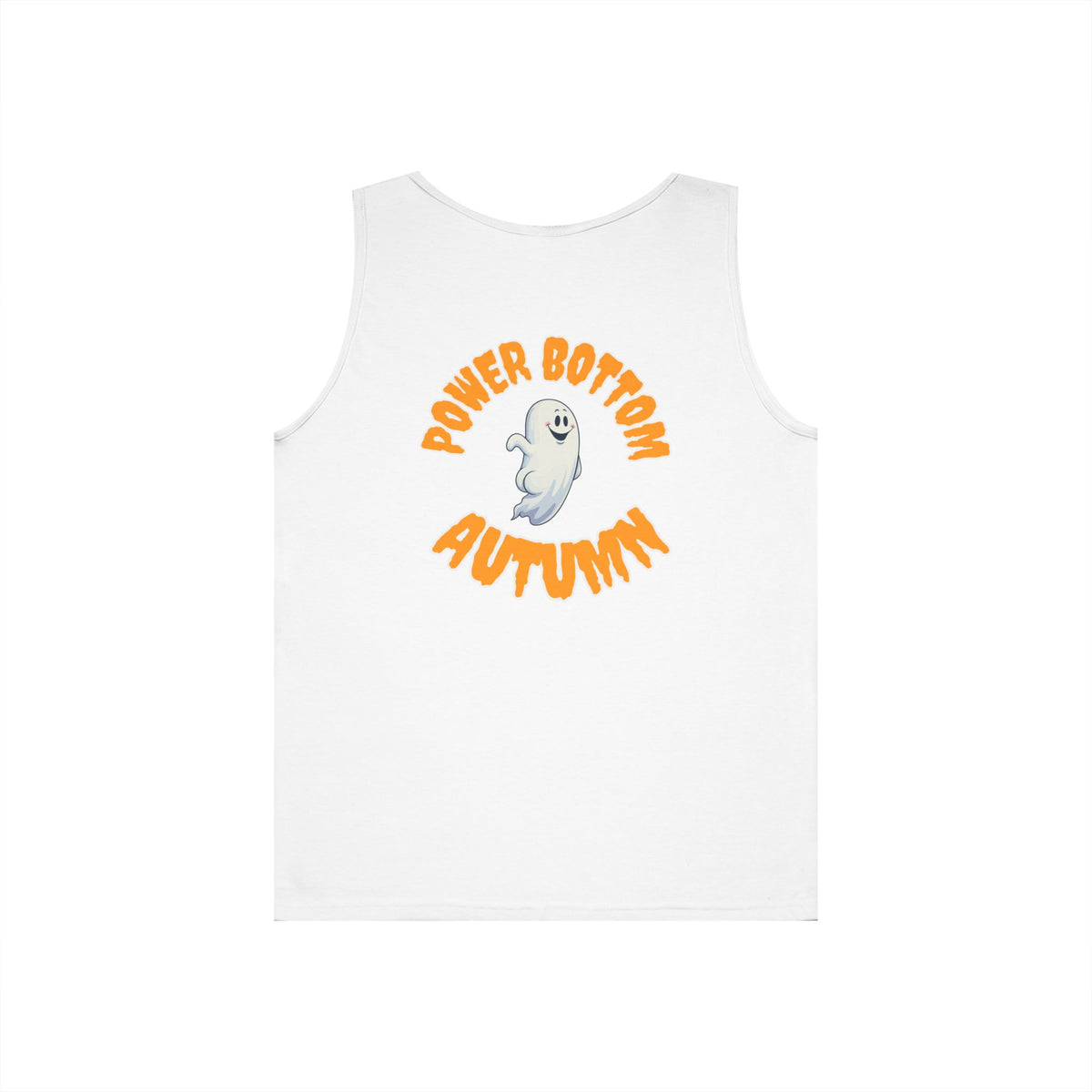 Power Bottom Autumn - White Ghost // Unisex Heavy Cotton Ghost Theme Tank Top - Fall Vibes