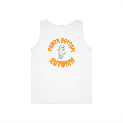Power Bottom Autumn - White Ghost // Unisex Heavy Cotton Ghost Theme Tank Top - Fall Vibes