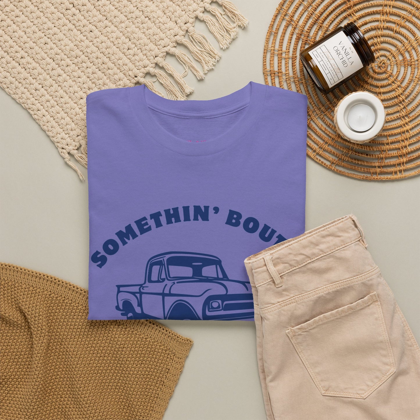 Somethin' Bout a Truck - Navy Pickup // Unisex Heavy Cotton Tee - Perfect for Truck Lovers