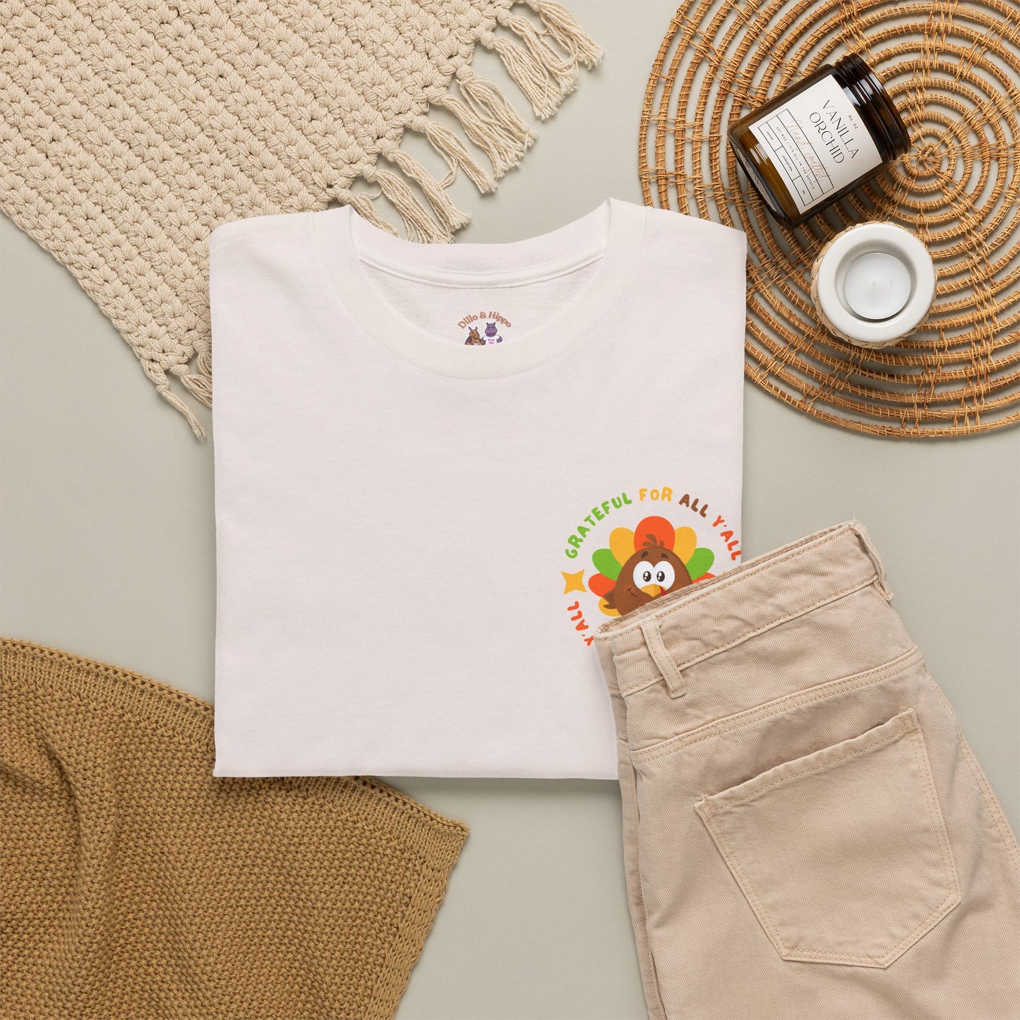 Grateful for All Y'all with Turkey // Pocket Placement // Unisex Jersey Short Sleeve Tee