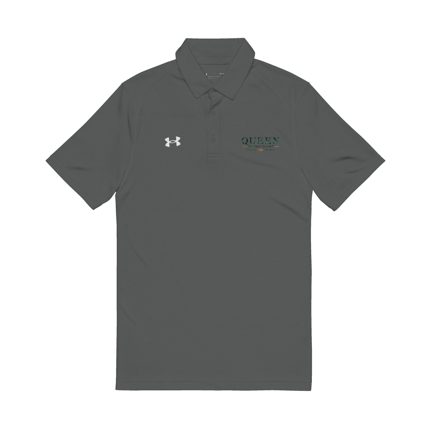 Queen of the Court-  Green Embroidered Men's Polo Shirt - Under Armour Performance Polo