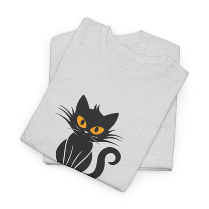 Black Cat with Sign //  Unisex Heavy Cotton Tee