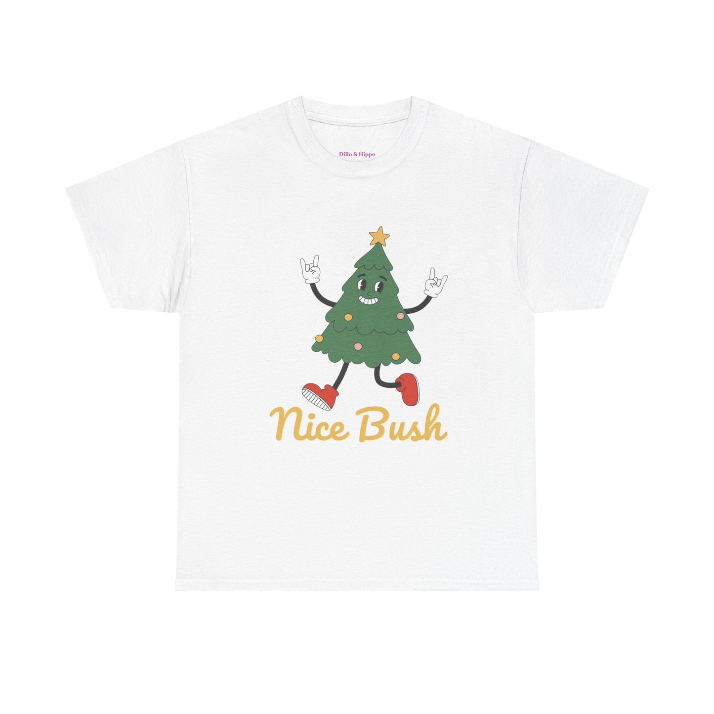 Funny Christmas Tree Tee - 'Nice Bush' Unisex Heavy Cotton T-Shirt