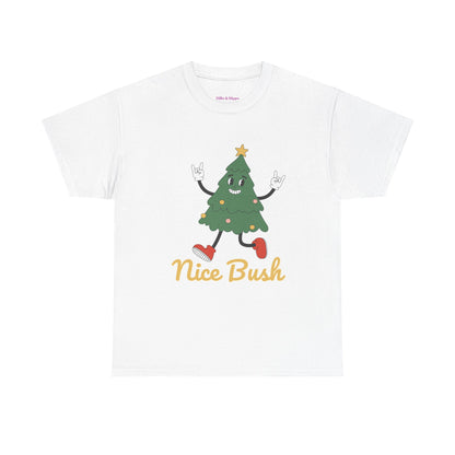 Funny Christmas Tree Tee - 'Nice Bush' Unisex Heavy Cotton T-Shirt
