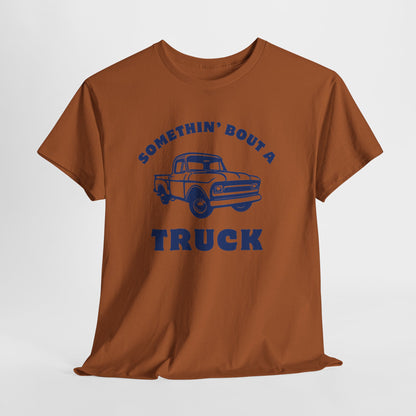 Somethin' Bout a Truck - Navy Pickup // Unisex Heavy Cotton Tee - Perfect for Truck Lovers