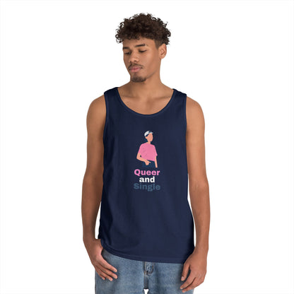 Queer and Single // Unisex Heavy Cotton Tank Top