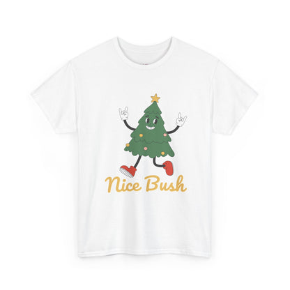 Funny Christmas Tree Tee - 'Nice Bush' Unisex Heavy Cotton T-Shirt