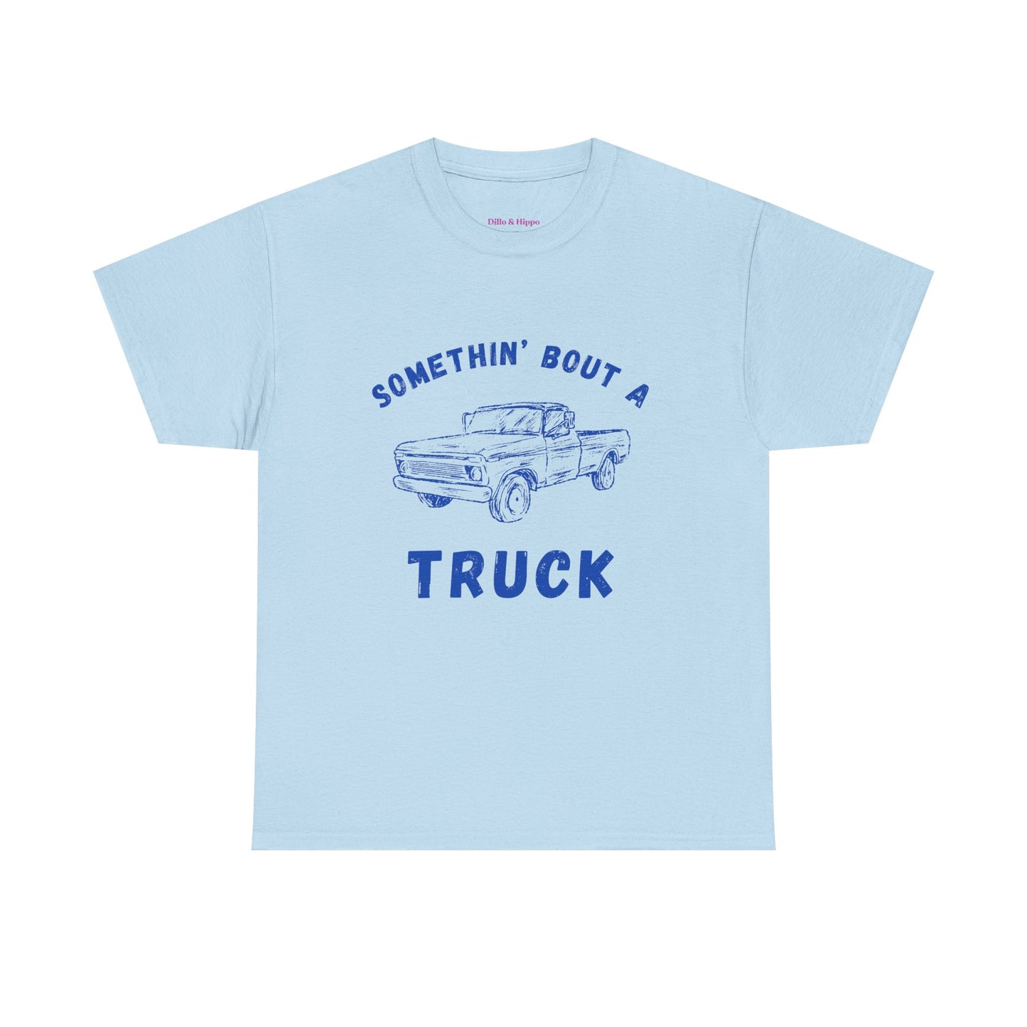 Somethin' Bout A Truck - Cobalt Distressed // Vintage Truck Graphic Unisex Heavy Cotton Tee - Perfect for Truck Lovers