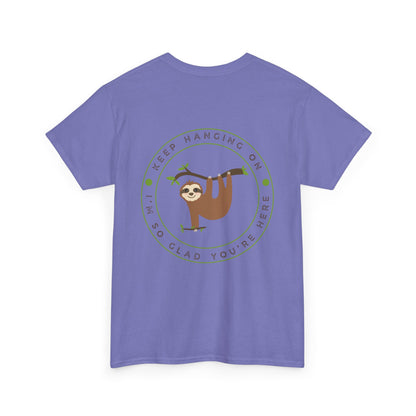 Keep Hangin' On - Sloth // Unisex Heavy Cotton Tee - Motivational