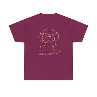 Golden Retriever Woofin' For My Black Cat // Unisex Heavy Cotton Tee - Relationship Dynamics