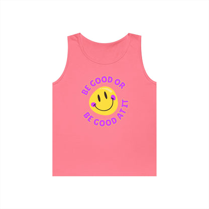 Be Good Or Be Good At It Smiley // Unisex Heavy Cotton Tank Top