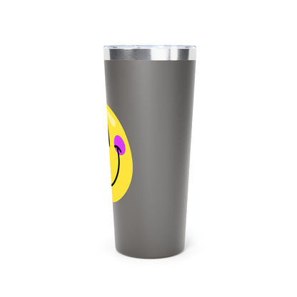 Crooked Smiley // Copper Vacuum Insulated Tumbler, 22oz - Blue Text