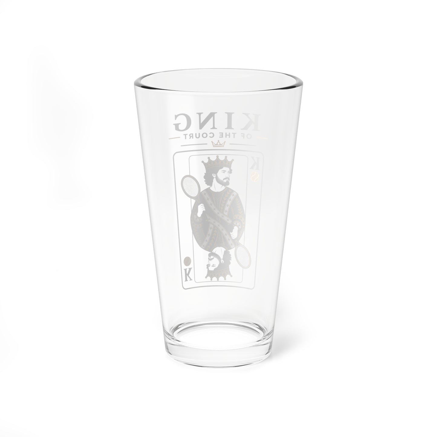 Tennis - King of the Court - Vintage Playing Card - - 16oz Mixing Glass – Cocktail Shaker Glass or Beer Pint