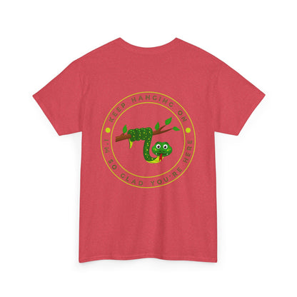 Keep Hanging On - Snake // Unisex Heavy Cotton Tee - Positive Message T-Shirt