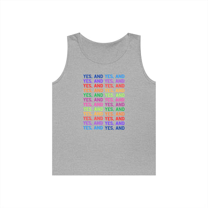 Improv, "Yes, And" // Positive Vibes Unisex Cotton Tank Top - Colorful 'YES' Design