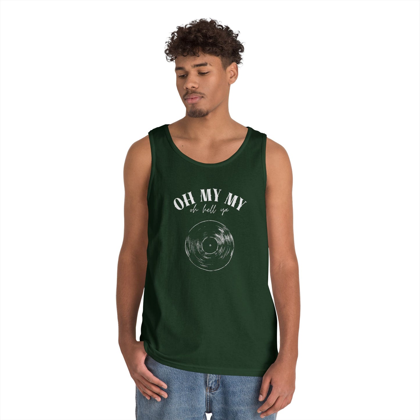 Oh My My Cool Vinyl Record // Unisex Heavy Cotton Tank Top - Graphic Tee