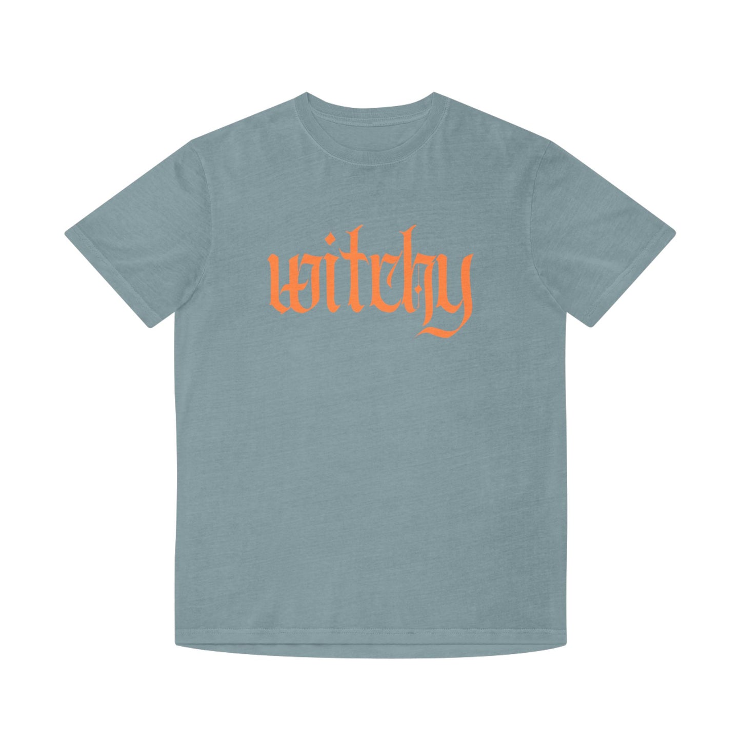 Witchy Graphic Tee — Retro Orange Text on Faded TShirt