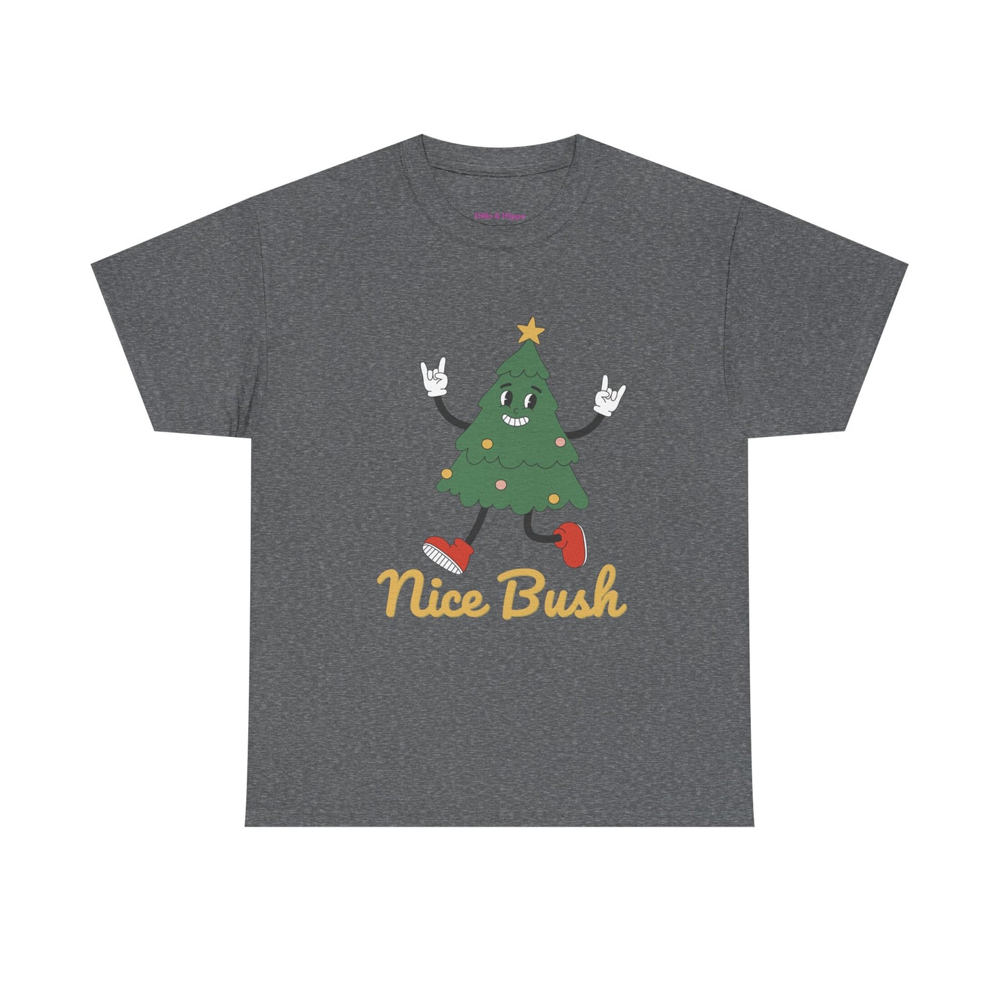 Funny Christmas Tree Tee - 'Nice Bush' Unisex Heavy Cotton T-Shirt