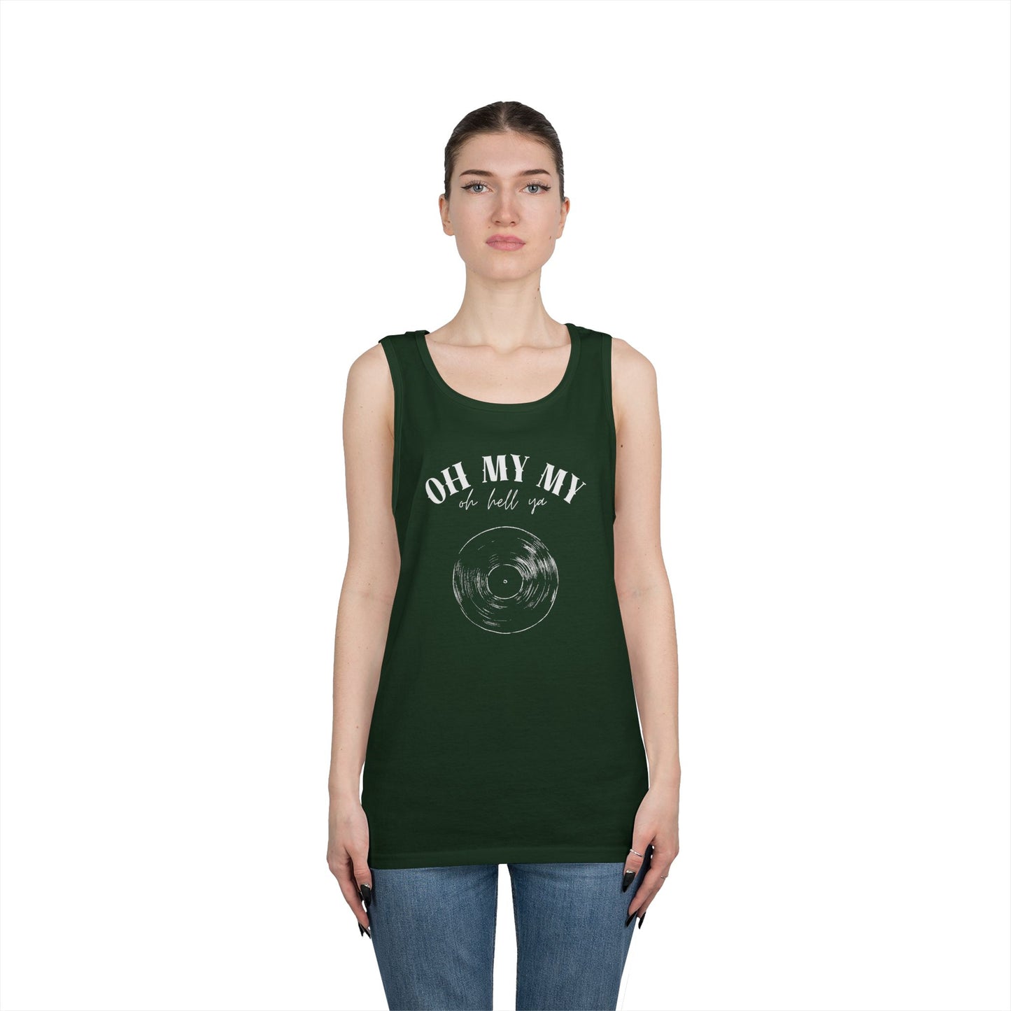 Oh My My Cool Vinyl Record // Unisex Heavy Cotton Tank Top - Graphic Tee