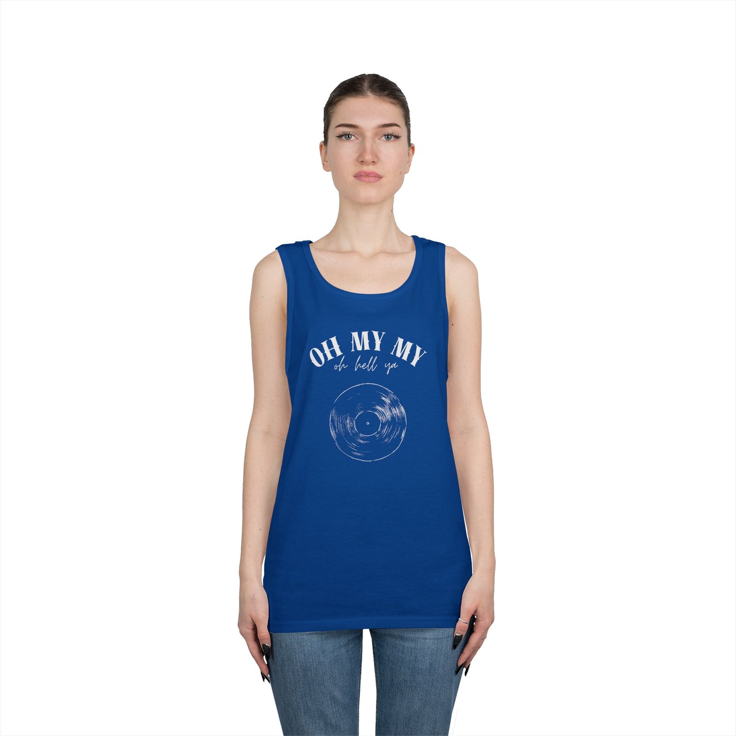Oh My My Cool Vinyl Record // Unisex Heavy Cotton Tank Top - Graphic Tee