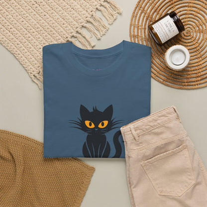Black Cat with Sign //  Unisex Heavy Cotton Tee