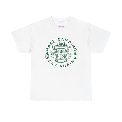 Make Camping Gay Again // Unisex Heavy Cotton Tee - Fun Outdoor Pride Shirt