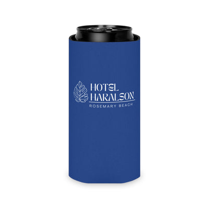 Custom - Personalized Hotel Haralson Can Cooler // Blue w/ White - Ideal for Beach Parties & Celebrations