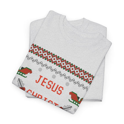 Funny Christmas Tee: "Jesus Christ Already Chill" Unisex Heavy Cotton Shirt