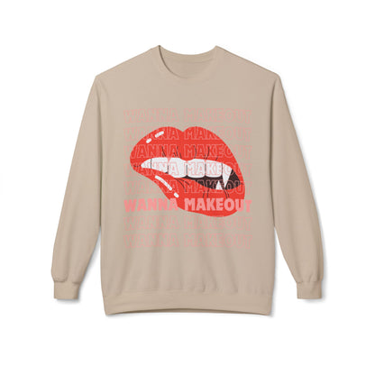 'Wanna Makeout' Graphic Crewneck  Sweatshirt - Trendy Casual Wear, Perfect for Parties, Fun Couples