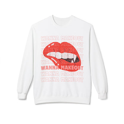 'Wanna Makeout' Graphic Crewneck  Sweatshirt - Trendy Casual Wear, Perfect for Parties, Fun Couples