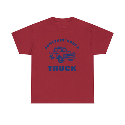 Somethin' Bout a Truck - Navy Pickup // Unisex Heavy Cotton Tee - Perfect for Truck Lovers