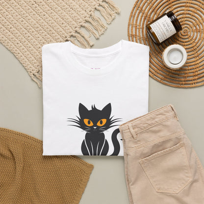 Black Cat with Sign //  Unisex Heavy Cotton Tee