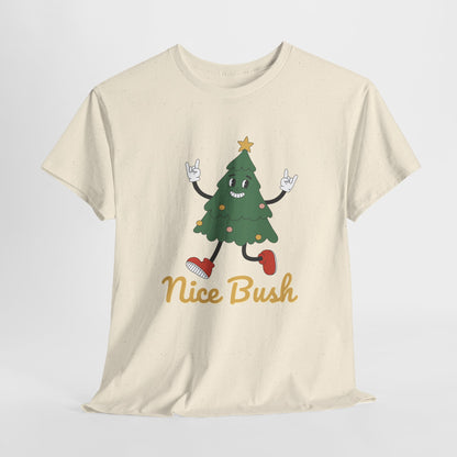 Funny Christmas Tree Tee - 'Nice Bush' Unisex Heavy Cotton T-Shirt