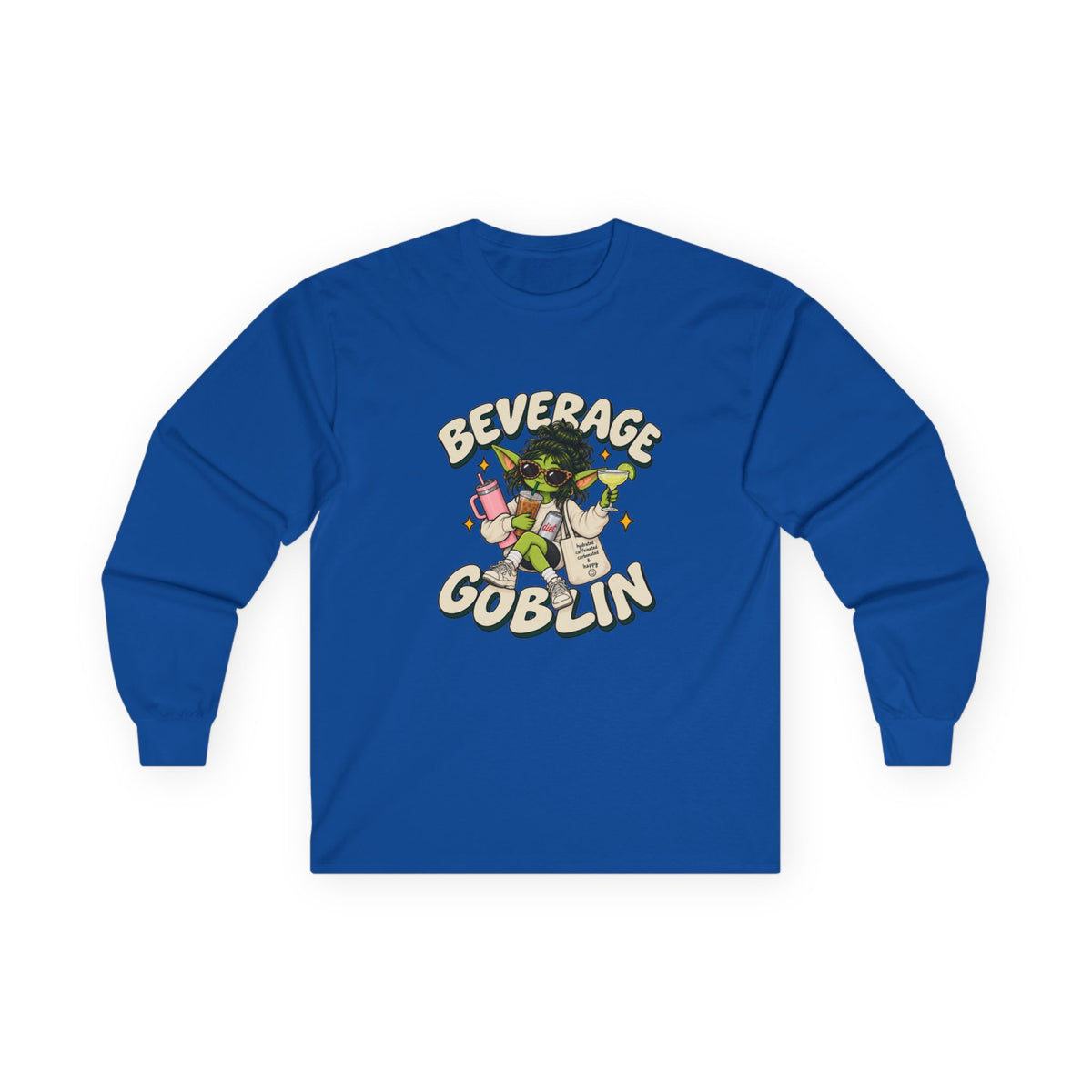 Beverage Goblin Long Sleeve T-Shirt — Cute Retro Drink Lover Tee