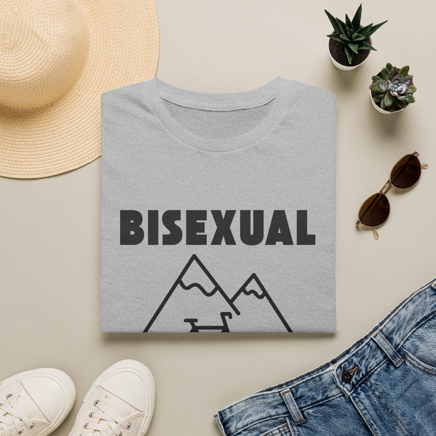 Bisexual (Mountain) Bicyclist  // Unisex Softstyle T-Shirt