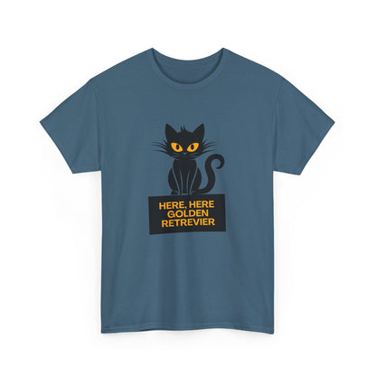 Black Cat with Sign //  Unisex Heavy Cotton Tee