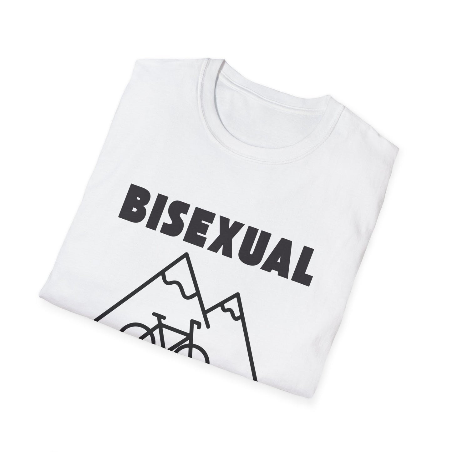 Bisexual (Mountain) Bicyclist  // Unisex Softstyle T-Shirt