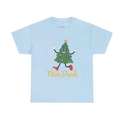Funny Christmas Tree Tee - 'Nice Bush' Unisex Heavy Cotton T-Shirt