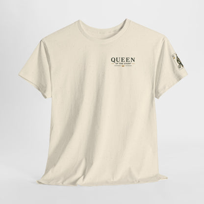 Tennis - Queen of the Court - Sleeve Print Vintage Playing Card Graphic T-Shirt