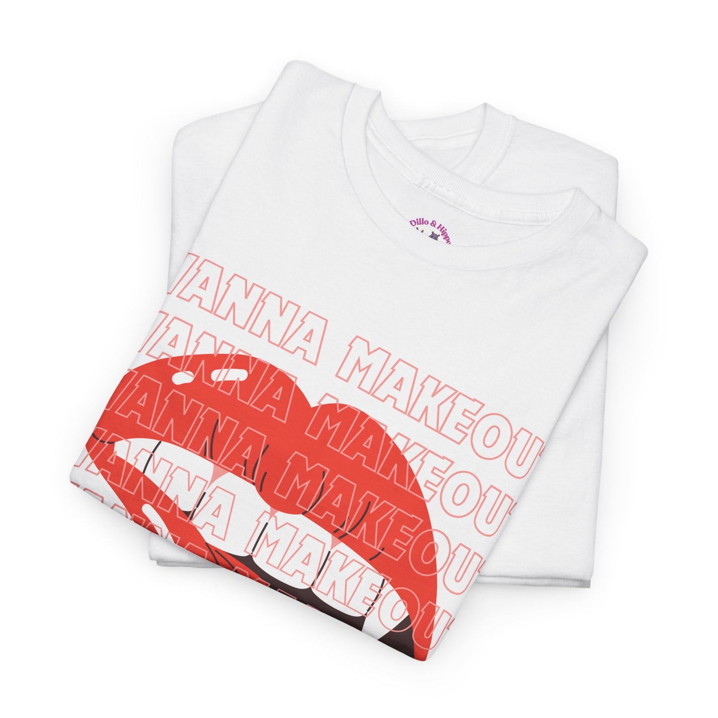 Unisex Heavy Cotton Tee - 'Wanna Makeout' Graphic Tee, Trendy Casual Wear, Perfect for Parties, Fun Couple's Tee