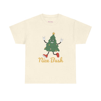 Funny Christmas Tree Tee - 'Nice Bush' Unisex Heavy Cotton T-Shirt