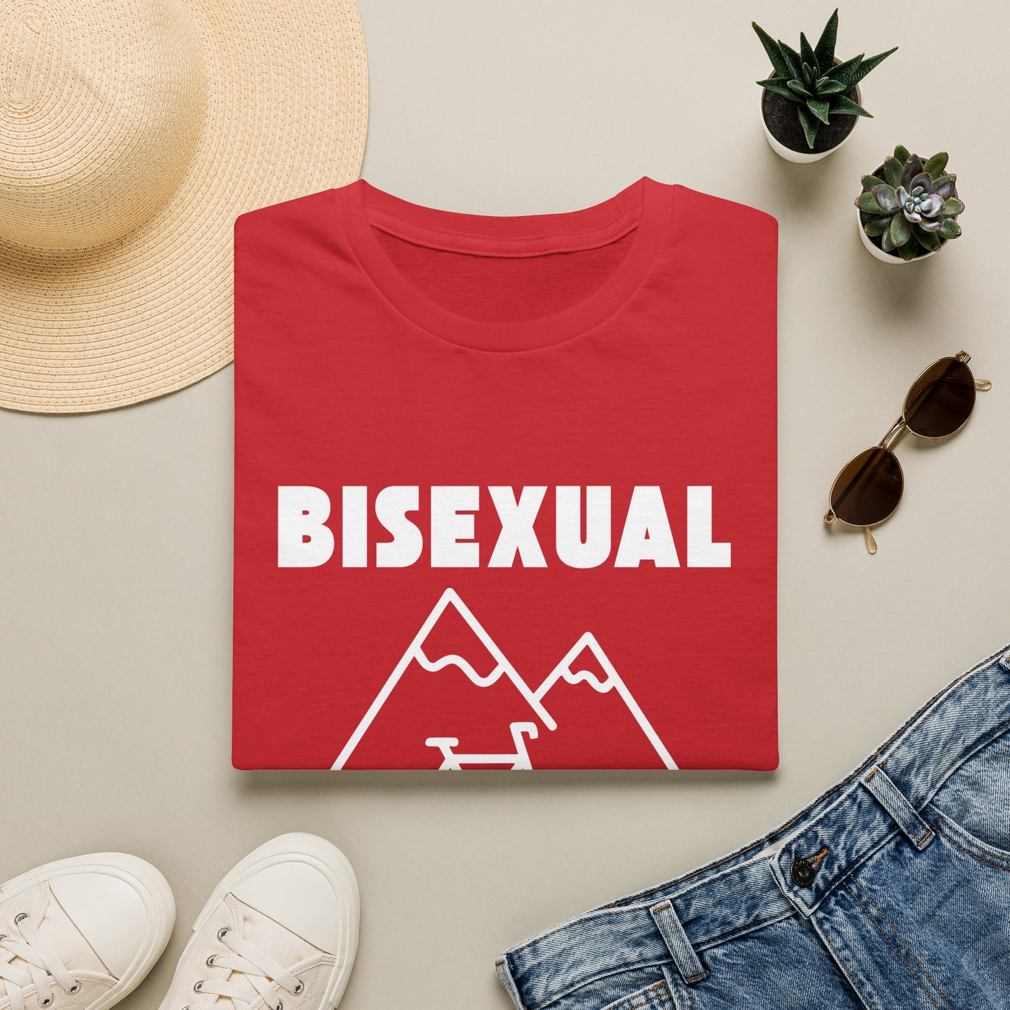Bisexual (Mountain) Bicyclist  // Unisex Softstyle T-Shirt