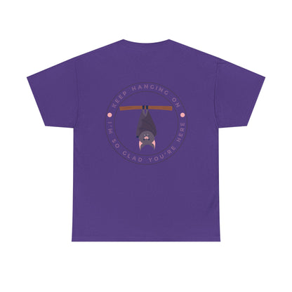 Keep Hangin' On - Bat // Inspirational Unisex Heavy Cotton Tee - 'You Matter' & 'Keep Hanging On' Design