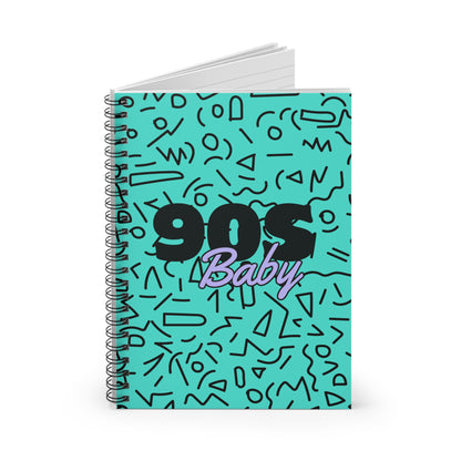 Turquoise Patterned 90s Baby // Spiral Notebook - Ruled Line