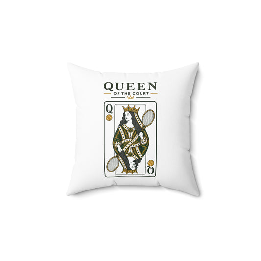 Tennis - Queen of the Court - Vintage Playing Card -  Decorative Pillow