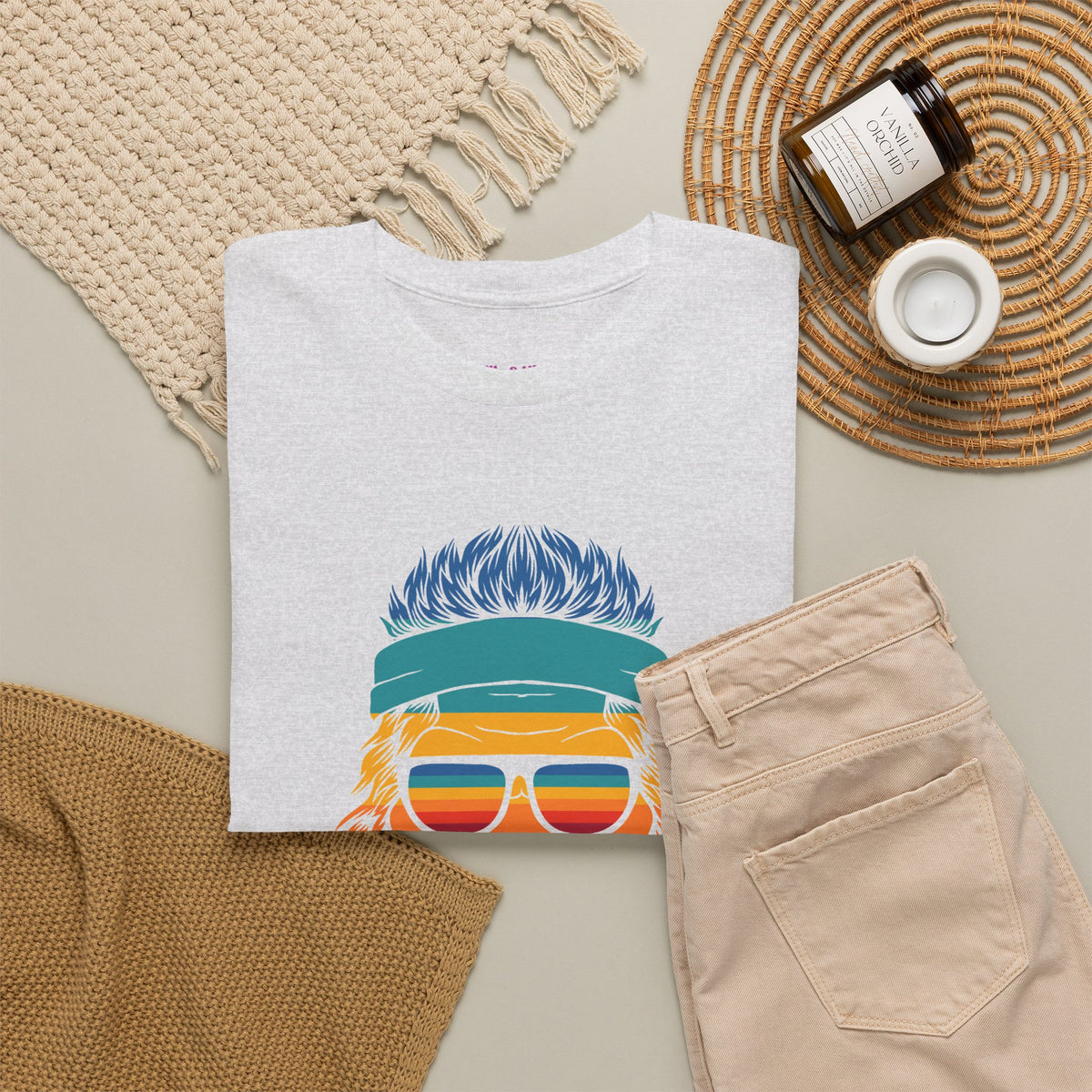 Bigfoot Mood // Retro Mood Unisex Heavy Cotton Tee - Colorful Graphic T-Shirt